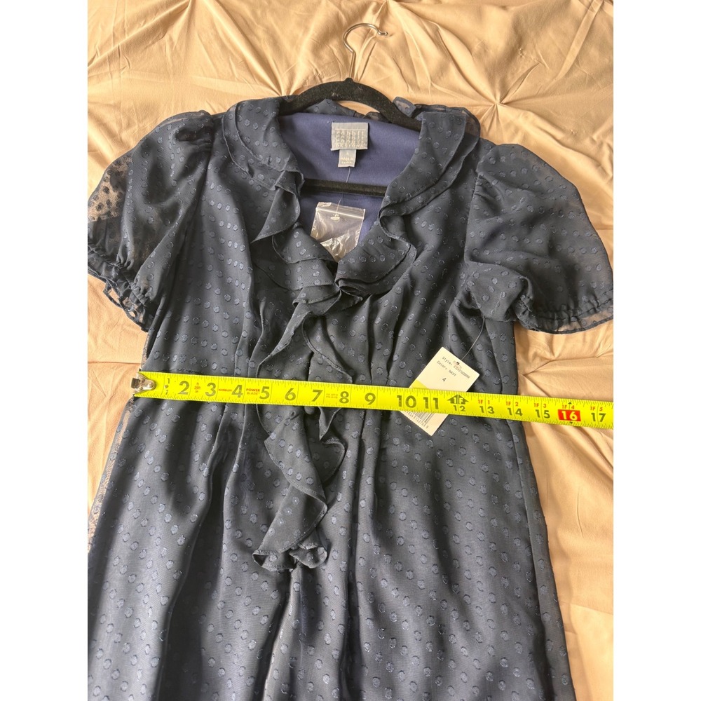 Rabbit Rabbit Rabbit Designs Navy Swiss Dot Ruffle Neck Dress Size 4 - Picture 7 of 7